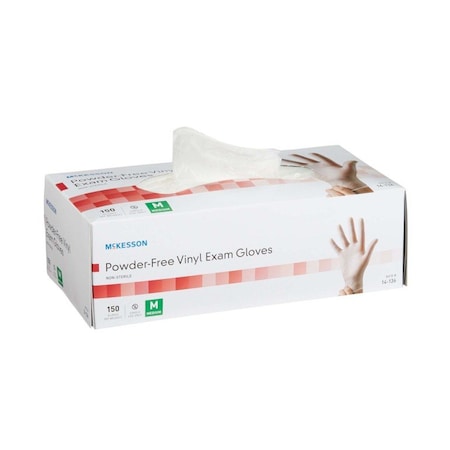 Mckesson Disposable Gloves, Exam Grade, Vinyl, Beaded Cuff, Powder-Free, M, 150 PK, Clear 14-136